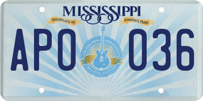 MS license plate APO036