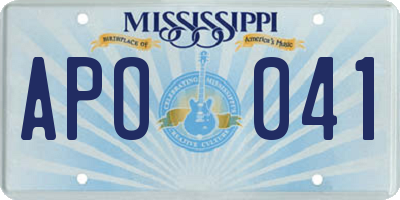 MS license plate APO041