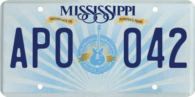 MS license plate APO042