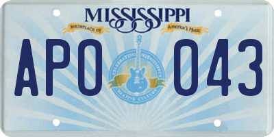MS license plate APO043