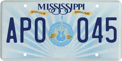 MS license plate APO045