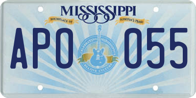 MS license plate APO055