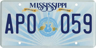 MS license plate APO059