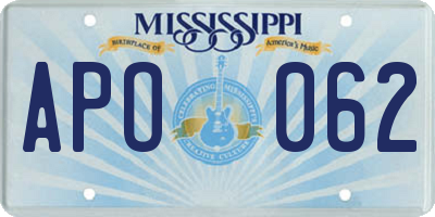 MS license plate APO062