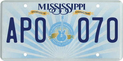 MS license plate APO070