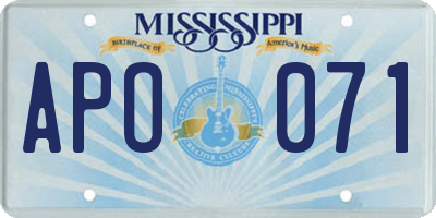 MS license plate APO071