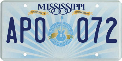 MS license plate APO072