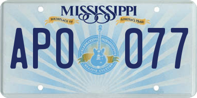 MS license plate APO077