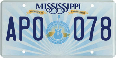 MS license plate APO078