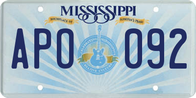 MS license plate APO092