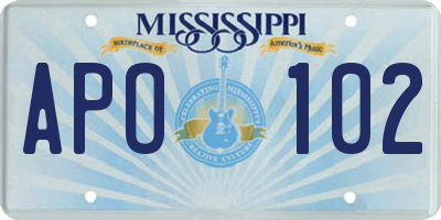 MS license plate APO102