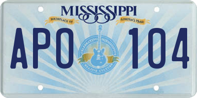 MS license plate APO104