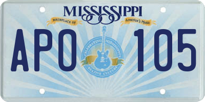 MS license plate APO105
