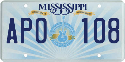 MS license plate APO108