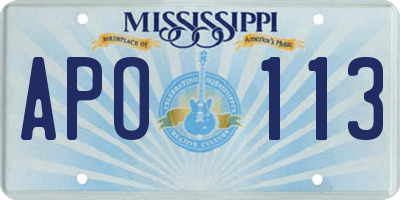 MS license plate APO113