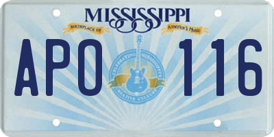 MS license plate APO116