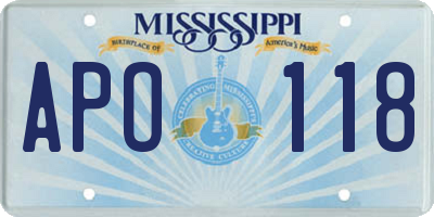 MS license plate APO118