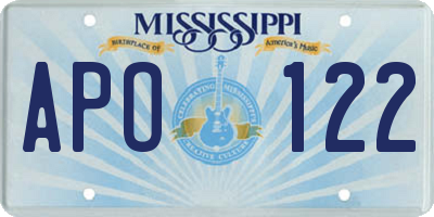 MS license plate APO122