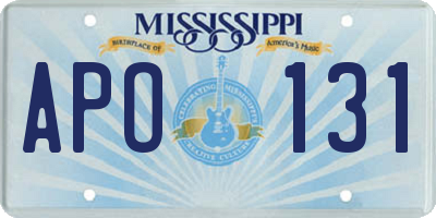MS license plate APO131