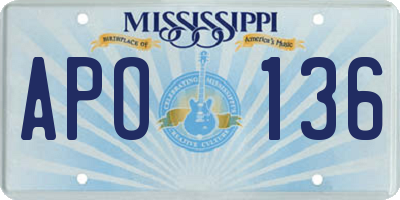 MS license plate APO136