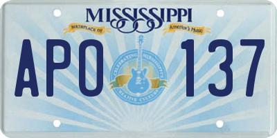 MS license plate APO137