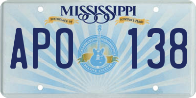 MS license plate APO138