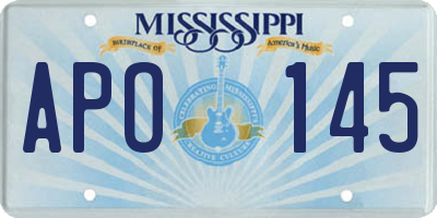 MS license plate APO145
