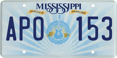 MS license plate APO153