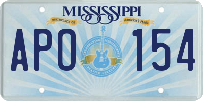 MS license plate APO154