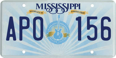 MS license plate APO156