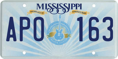 MS license plate APO163