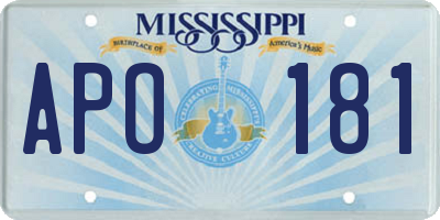 MS license plate APO181