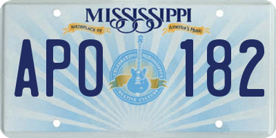 MS license plate APO182