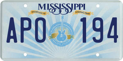 MS license plate APO194