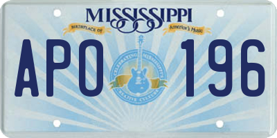 MS license plate APO196