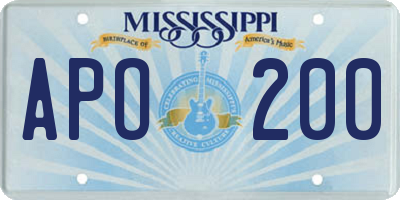 MS license plate APO200