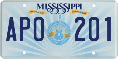 MS license plate APO201