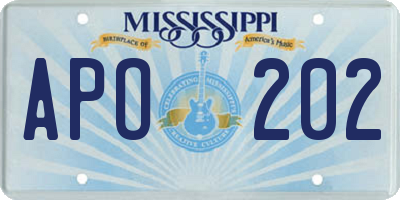 MS license plate APO202