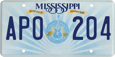 MS license plate APO204