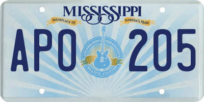 MS license plate APO205