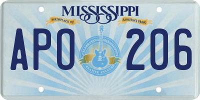 MS license plate APO206
