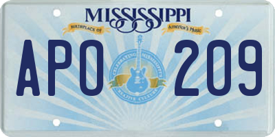 MS license plate APO209