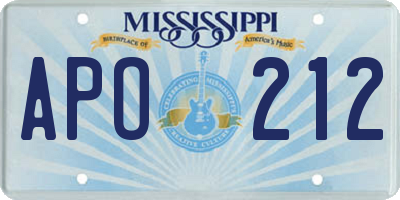 MS license plate APO212