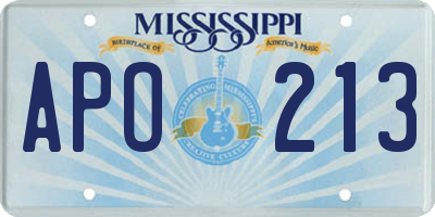 MS license plate APO213