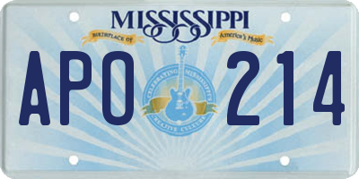 MS license plate APO214