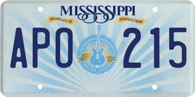 MS license plate APO215