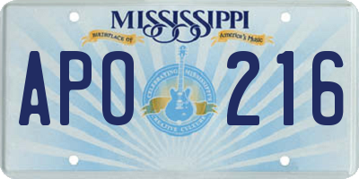 MS license plate APO216