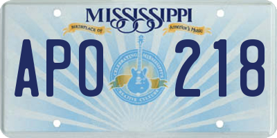 MS license plate APO218