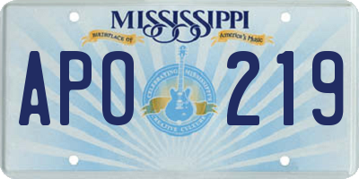MS license plate APO219