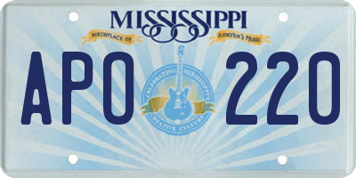 MS license plate APO220